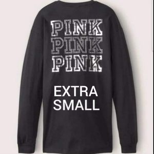 NWT SZ XS VS PINK BLING SHINE LONG SLEEVE CAMPUS TEE